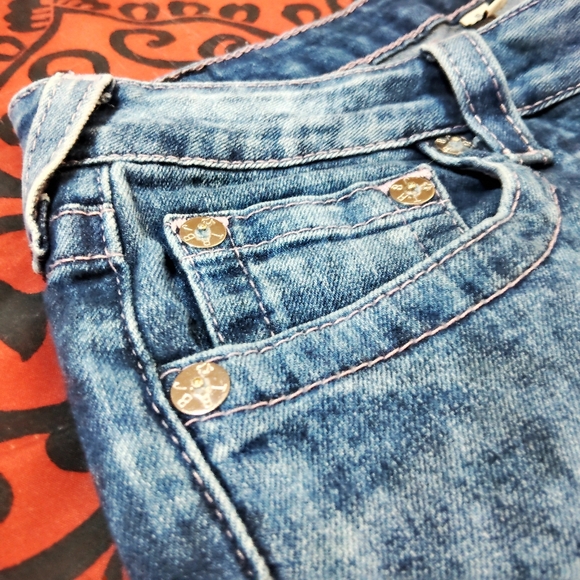 Vtg Y2K Early 2000s Splatter Bleach Style True Religion Denim Skinny Jeans - Picture 15 of 15